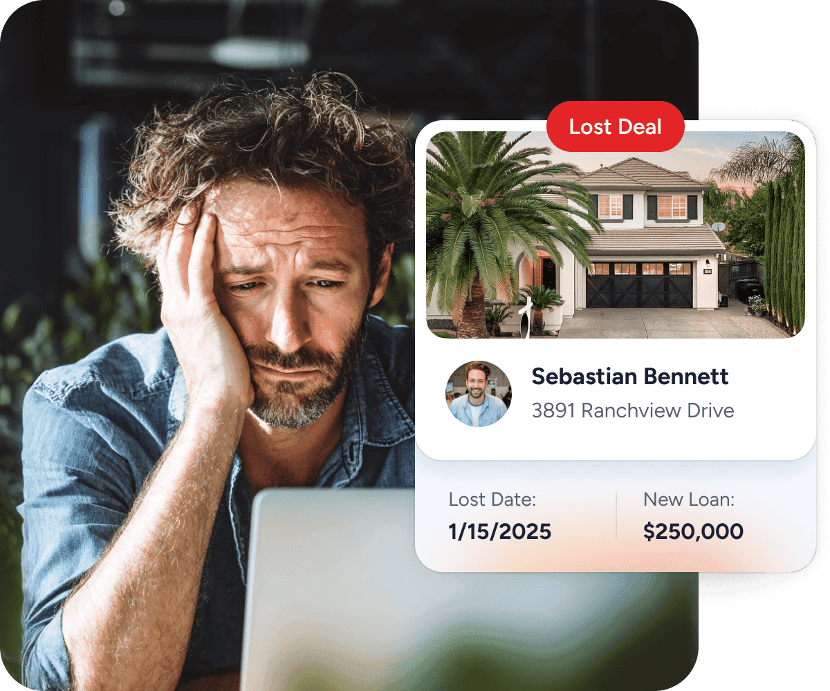 Lost Deal notification showing a client who closed with another lender